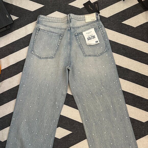 NWT Logan Bejeweled Wide-Leg Jean in Misty - Size 29 - Picture 5 of 10